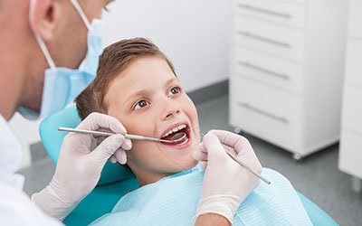 Young boy in dental chair
