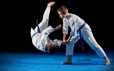 Children martial arts fighting